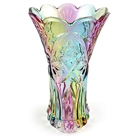 EWEIGEER Crystal Glass Vase,Colorful Flower Vase for Home Decor,Table,Living Room Decoration,Cool Design Cover