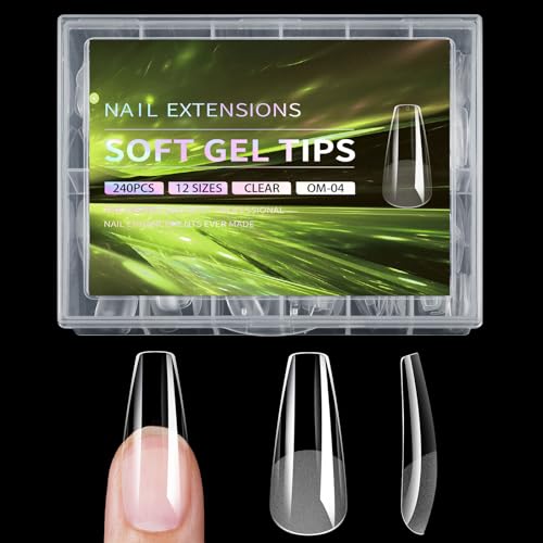 Professional Square Gel Nails Tip 240 Clear Full Extensions12 Sizes For Nails Home Use