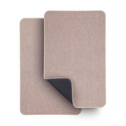 Bath Mat,Ultra Thin Bathroom Rugs,Rubber Bath Mats for Bathroom,No Slip Bath Rugs,Quick Dry,Machine Washable,Low Pile,Absorbent,Shower Outside,Sink,Home Decor Accessories.Beige,1'5"x2'3"(2 Pack)