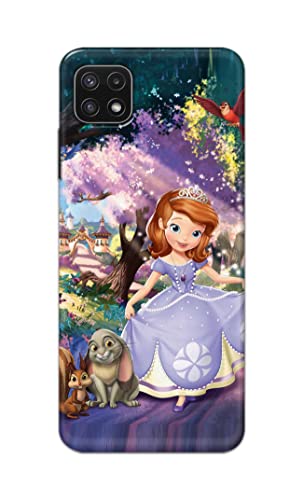 Image of PRINTFIDAA Cartoon Little Girl with Crown and Pet Animals Printed Designer Hard Case for Samsung Galaxy A22 5G, A22s 5G Back Cover -(e) RPM1008