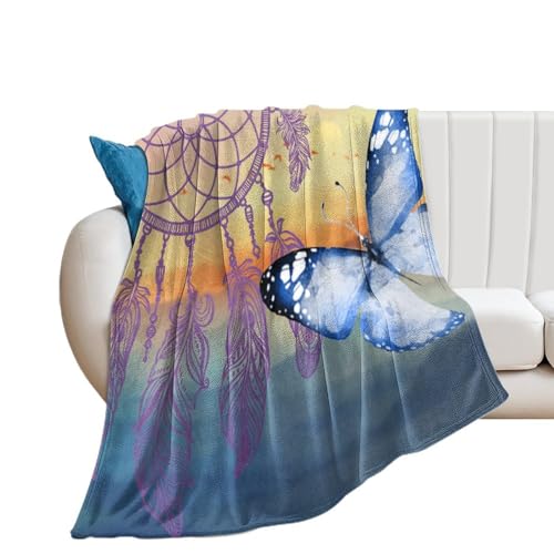 COALHO Manta bohemia con diseño de atrapasueños de acuarela, para sofá, sofá, mullida, cálida,...
