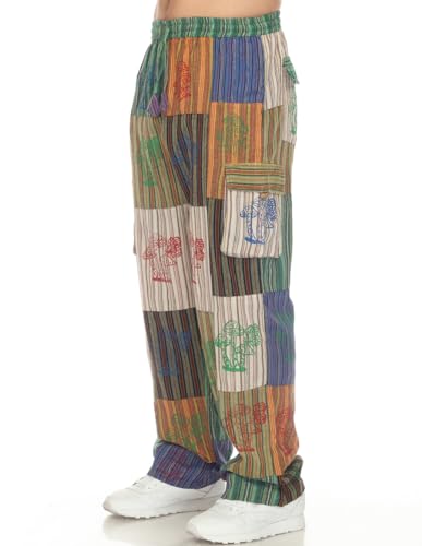 THE COLLECTION ROYAL Men Hippie Patchwork Bohemian Casual Rave Festival Harem Drawstring Boho Trouser Pants2