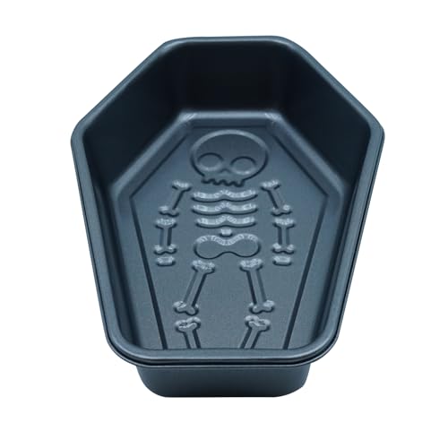 TinLeJa Halloween Skeleton Cake Pan Coffin Board Cake Mould Aluminum 3D Non Stick Baking DIY Cake Pan