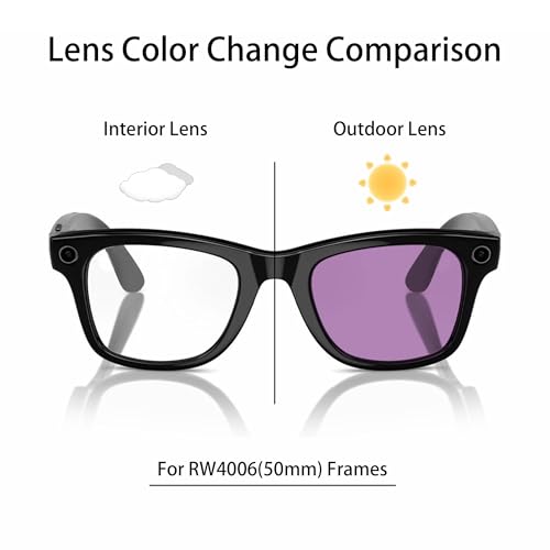 Image of YEIN Replacement Lenses for Ray-Ban Meta RW4006 /RW4012(50mm), Photochromic /Blue Light Blocking /Polarized Sunglasses Lenses