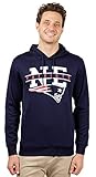 Ultra Game NFL New England Patriots Mens Fleece Hoodie Pullover Sweatshirt Zipper Pocket, Charcoal Heather, Large