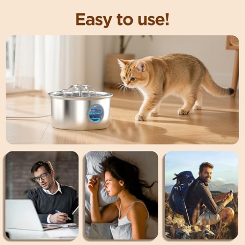 IHOUONE S16 Stainless Steel Cat Water Fountain 2.6L — view 7