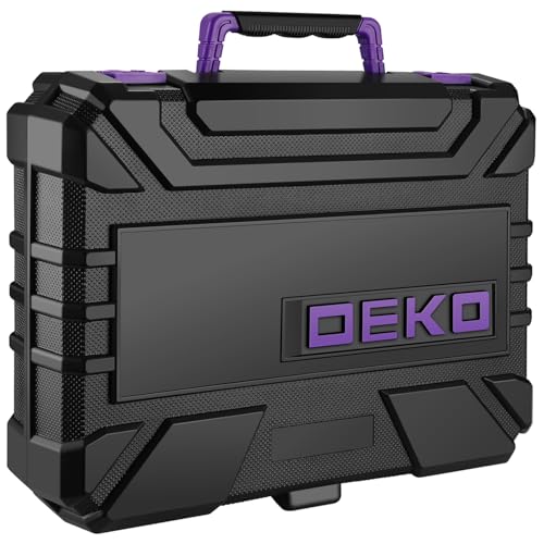 Image of Tool Set: Tool Kit with 8V Cordless Drill, Hand Toolbox with storage case, Tool set for Home Repairs 126 Piece, Purple