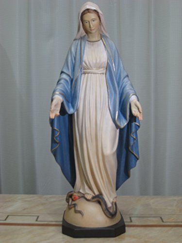 マリア像のトップブランド 創業100年《レーピ》木彫り マリア像 「メジュゴリエ」 無原罪 カラーC 高さ 36cm 【イタリア】