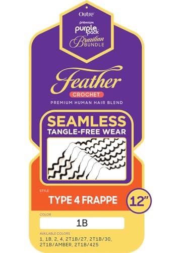 Outre Purple Pack Brazilian Premium Human Hair Blend Feather Crochet Braid - Feather Type 4 Frappe 12" (DARK BROWN 2) image 5