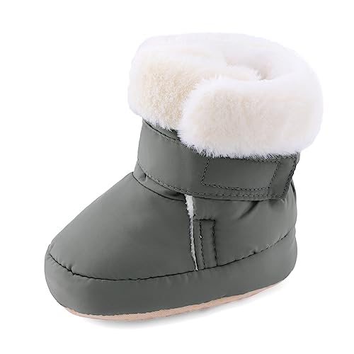 KAKU NANU Baby Booties Newborn Infant Furry Cozy Soft Slippers Socks for Boy Girl, Winter Non-Slip Crib Shoes with Warm Lining