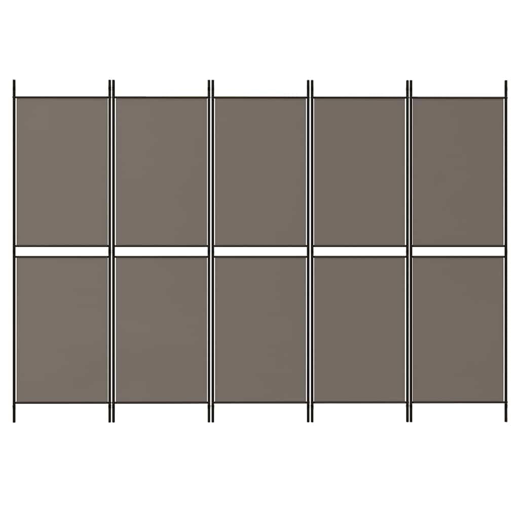 Parawan z 5 panelami 300 x 200 cm materiał antracytowy