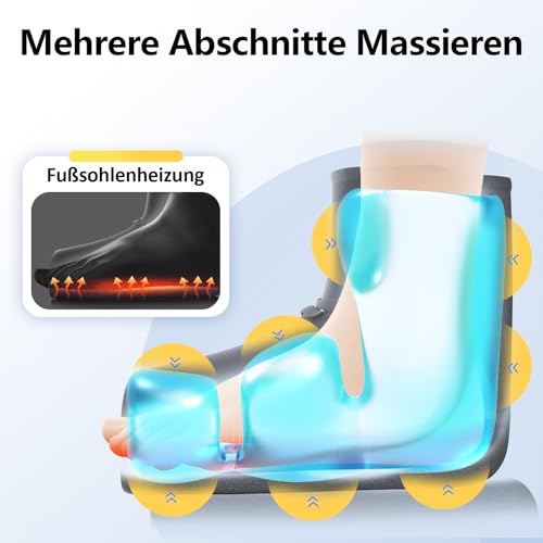 Comfytemp Kabelloses Fußmassagegerät Luftkompression Massage mit 2500mAh Akku,Fußsohlenheizung mit DIY Kontrolle per App und Knopfdruck für Knöchel,Ferse,Sohle,Fußrücken für beide Füße（2 Stück） 3