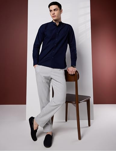 Image of Symbol Premium Men's Mandarin Collar Casual Cotton Poplin Shirt - Regular Fit |Full Sleeve | Pure Cotton (Available in Plus Sizes)