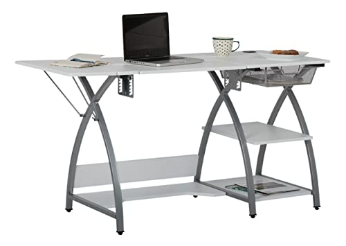 Sew Ready Comet Plus Sewing Table with Wire Mesh Drawer + Shelves - Can Also Be Used as Computer Desk