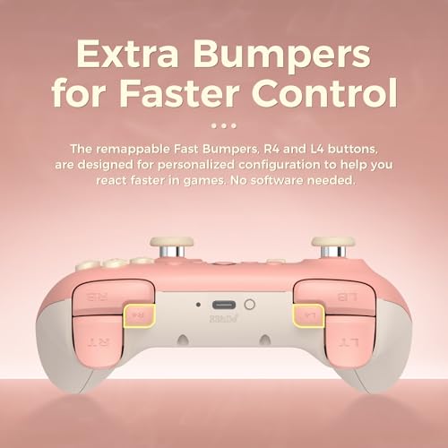 Image of AKNES 8Bitdo Ultimate 2C Wireless 2.4G Controller for Windows PC and Android, Gamepad with Hall Effect Joysticks and Hall Triggers, 1000Hz Polling Rate, Remappable L4 /R4 Bumpers - Peach | Gamepad with Hall Effect Joysticks and Hall Triggers, 1000Hz Polling Rate, Remappable L4 /R4 Bumpers - Peach