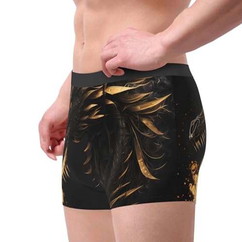 Black And Gold Fire Dragon Print Underwear For Men Comfy Cozy Holiday Boxer Briefs3