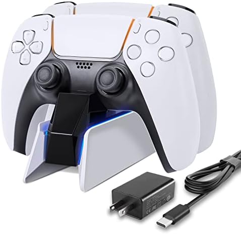 PS5 Controller Charging Station with Fast Dual Charging Dock PS5 Charger for Playstation 5 Dualsense Wireless Controller Accessories, Blue LED ON/Off Automatically When Charging and Fully Charged