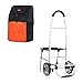 YGCBL Multifunktionaler Aufbewahrungswagen, Einkaufswagen Einkaufswagen Lebensmitteleinkaufswagen Klapphand Mit Hocker Gepäckwagen Laufwagen Für Ältere Menschen, Orange, 100 X 48 X 55 cm,Orange,100X4