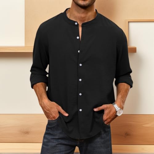 Men's Long Sleeve Shirt Cotton Crew Neck Shirts Casual Lightweight T-Shirt
