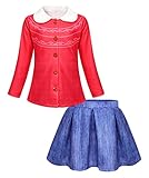 AmzBarley Girls Mei Cosplay Red Panda Costume Dress Kids Halloween Party Fancy Dress Up Long Sleeve Top + Skirts Outfits Set Size 6-7Years