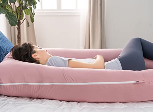 Queen Rose Pregnancy Pillows For Sleeping, Cooling U Shaped Body Pillow, Maternity Pillow For Pregnant Women With Silky Soft Cover, Pink #TOP3