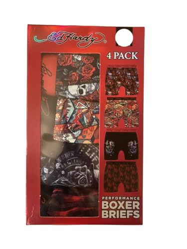 ED HARDY Mens 4 Pack Performance Boxer Briefs Size Medium Multi