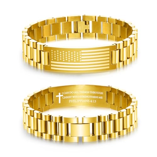 Pulsera con versículo bíblico bandera americana para hombres miniatura 1
