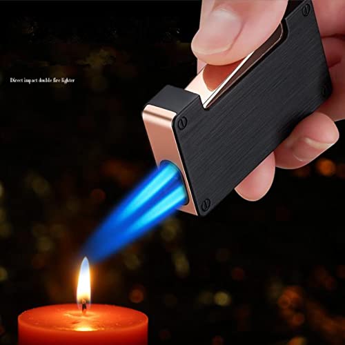 Encendedor de antorcha ajustable doble llama gas butano miniatura 7