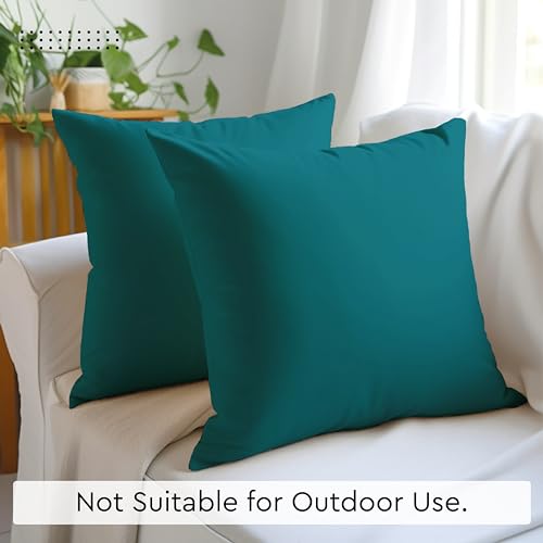 Image of Encasa XO Throw Pillow Covers 16x16 in Set of 2 Azul Blue | No Inserts | Cotton Pillow Covers for Living Room, Bed, Sofa, Couch | Decorative Cushion Covers with Improved Zipper