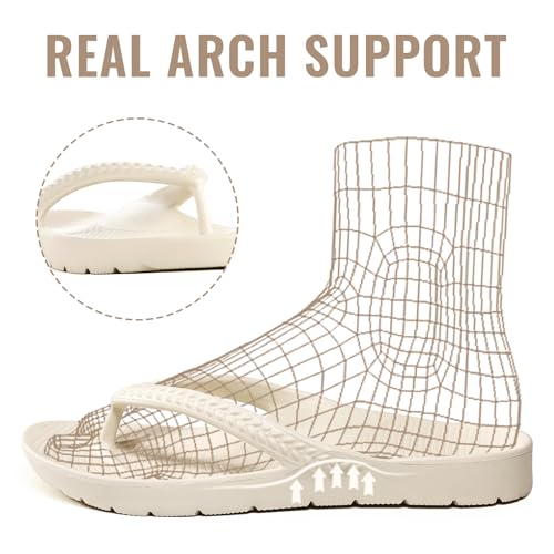 Image of Litfun Women's Arch Support Flip Flops for Plantar Fasciitis Orthopedic Thong Sandals Comfortable Summer Beach Pool Slides