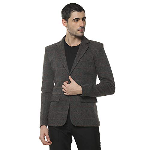 cahoot Men Checks Stylish Full Sleeve Casual Blazer's Grey-picture-35