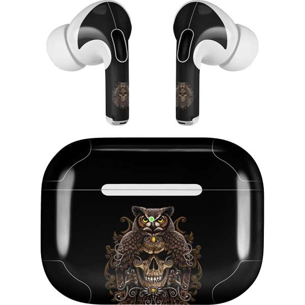 Skinit Decal Audio Skin Compatible with Apple AirPods Pro (2rd Gen, 2022) - Sarah Richter Skull and Owl by Sarah Richter Design