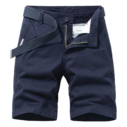 Short cargo en sergé de coton bleu coupe décontractée style armée