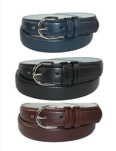 CTM Women's Leather 1 1/8 Inch Dress Belt (Pack of 2)4