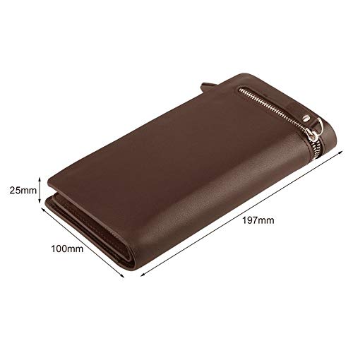 Preisvergleich Produktbild Modische tragbare Männer PU ID Kreditkarteninhaber Clutch Geldbörse Lange Reißverschluss Geldbörsen männliche Geldbörse handliche Taschen Herren Geldbörsen-Kaffee