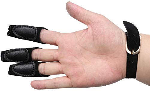 Guante De Tiro Con Arco De 3 Dedos De Cuero - Protector Para Dedos, Ajuste Con Velcro, Color Marrón, Competición