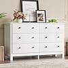 White Dresser Modern 6 Drawer Double Dresser for Bedroom Adults Kids with Black Pulls Wide Dressers Chests of Drawers 6 Drawer Dressers