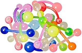 20 Mixed Glow Bio-Flex Body Jewelry Pack - 14ga Bioflex/Acrylic Belly and Straight Bars