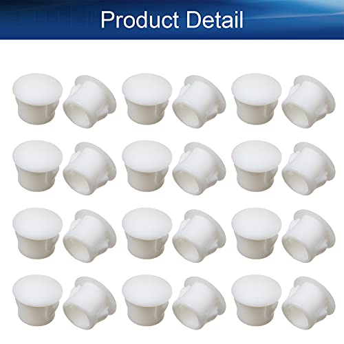 Image of Heyiarbeit 100pcs Hole Plugs 5 /16 inch / 8mm Nylon Plastic Round Snap in Type Locking Hole Tube Furniture Fencing Post Pipe Insert End Caps White Tone
