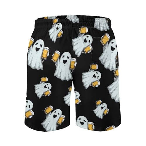 Cute Ghost Holding Beer Mens Swim Trunks Quick Dry Board Shorts Beach Swimwear Bathing Suits3