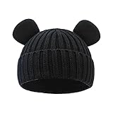 RUIKUNA Toddler Boy Winter Beanie Baby Knit Hat Warm Girl Beanies Newborn Cute Hats for Kids (0-6 Months, Black)
