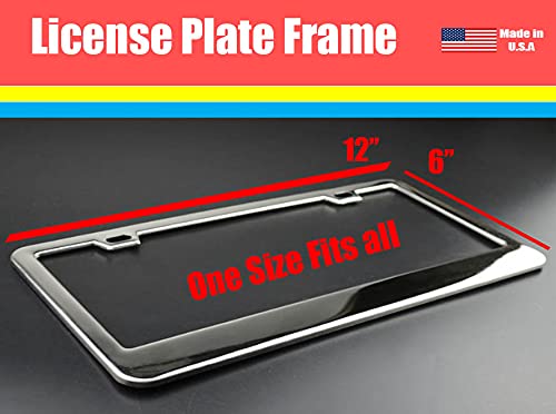 Laser Engraved - Custom Personalized Metal Stainless Steel License Plate Frame Auto Car Accessory (Chrome -Engraved)