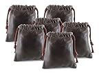 Pack of 6 Chalk Factory Lambskin Leather Drawstrings Pouch: Brown, 7cm X 9cm…