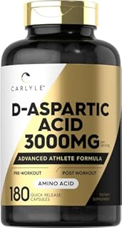 Carlyle D Aspartic Acid Capsules (DAA) | 3000mg | 180 Count | Non-GMO, Gluten Free Supplement | Advanced Athlete Formula