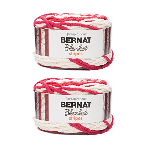 Image of Bernat Blanket Stripes Red Alert Yarn - 2 Pack of 300g /10.5oz - Polyester - 6 Super Bulky - 220 Yards - Knitting /Crochet