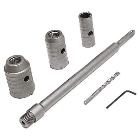 Round Handle Shank Concrete Wall Drill Bit Hole Saw Cutter Concrete Cement Stone 30 40 50mm SDS Plus Shank Hole Saw Wall Concrete Cutter Drill Bit for Brick Stone Concrete Cement(Silver) Cover