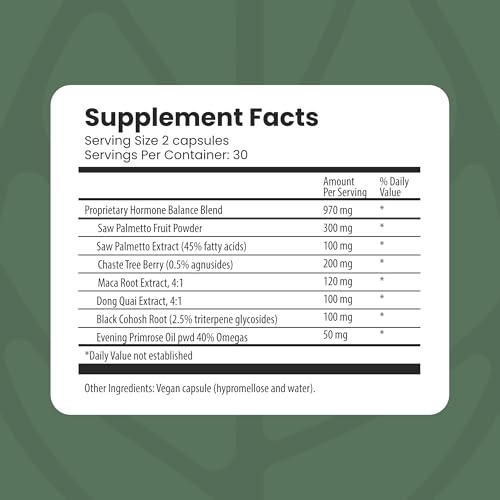 The Spa Dr. Hormone Balance for Women - Menopause Supplements for Women with Saw Palmetto, Chaste Tree Berry, Dong Quai for Night Sweats, Hot Flashes & Mood Swings - Menopause Support - 60 Capsules - Image 4