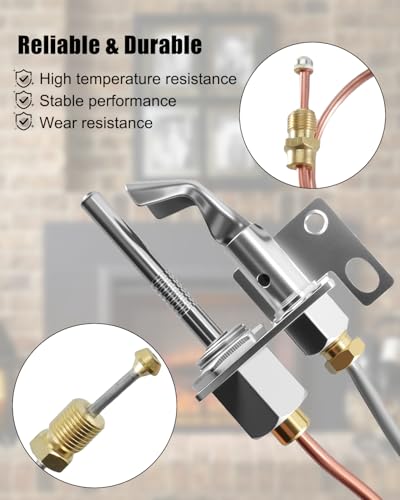 PT-1 Pilot Thermocouple Fit for Natural Gas G45 G46 Burner, Universal Flame Sensor for Furnace Water Heater Fireplace Boiler