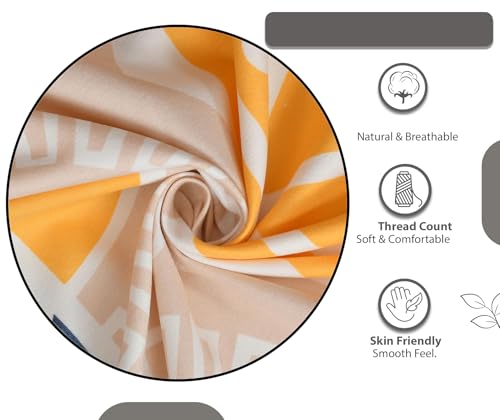 Image of IVAZA 240 TC Soft Ezyption Cotton Floral Print King Size Bedsheet - with 2 Pillow Covers, Hypoallergenic, Brethable, (Size-Size- 90 x 90 Inch | Zig Zag White