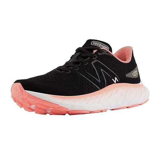 New Balance Women's Fresh Foam X Evoz V3 Running Shoe, Black/Blacktop/Grapefruit, 5 Wide